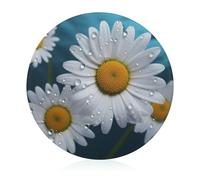 Daisy Flowers Cutting Board for Kitchen Mini Cheese Chopping Board Round Tempered Glass Chopping Block for Picnic Cutting Pizza Meat Fruit(7.9 Inch)