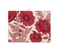 Daisy Flowers Dish Drying Mat Absorbent Draining Board Pad for Kitchen Counter Colorful Coffee Mat Dishes Drainer Protector with Hanging Loop 18 x 24 Inch