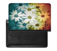 Daisy Flowers in Different Featured Framed Passport Holder Cover Leather Passport Wallet RFID Blocking Travel Wallet Documents Organizer Passport Protector Passport Cover for Men&Women