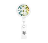 Daisy Flowers in Different Featured Framed Retractable Badge Reel Heavy Duty Badge Holder with Belt Clip Retractable Lanyards ID Card Holder with Keychain Name Badge Clips for Office Nurse Employee