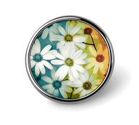 Daisy Flowers in Different Featured Framed Round Badge Cute Brooch Hats Jackets Decor Personalized Lapel Pin Clothing Jewelry Accessories for Wedding Party Gift