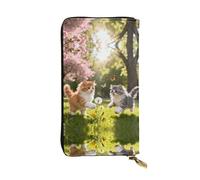 Daisy flowers in rocks Premium Leather Wallet - Stylish Long Wallet with Zipper Closure, Ideal Wallets for Daily Use, Cute Cat, One Size