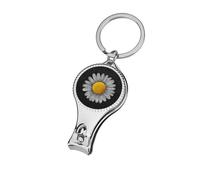 Daisy Flowers on Solid Black Linen Nail Clippers Toenail Clipper Cutters Professional Nail Trimmer Nail Cuticle Cutter for Women Men