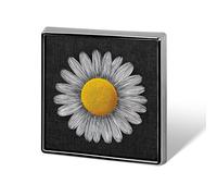 Daisy Flowers on Solid Black Linen Unisex Brooches & Pins Square Lightweight Lapel Badge Jewelry for Clothing Shawl Hat