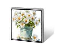 Daisy Flowers Placed in A Bucket Unisex Brooches & Pins Square Lightweight Lapel Badge Jewelry for Clothing Shawl Hat