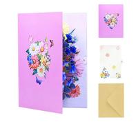Daisy Flowers Pop Up Card, Butterfly Flowers Pop Up Greeting Card | Little Daisy Greeting Card With Blank Note Card And Envelope For Christmas, Birthday