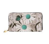Daisy Flowers Print Cellphone Credit Card Money Holder Wallet Leather Women Card Wallet Zipper Pocket, Black, One Size, Black, One Size