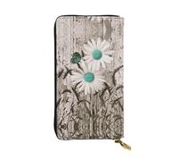 Daisy Flowers Print Leather Long Clutch Wallet â€“ Fashionable Personalized Wallet, Multiple Card Slots, Gift Ready, Black, One Size