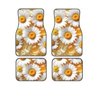Daisy Flowers Print Vehicle Stylish Floor Mats Set 4 Pieces Car Foot Mat Anti-Slip Cushion Vans Sedans