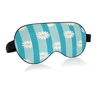 Daisy Flowers Stripe Breathable Sleeping Eyes Mask, Cool Feeling Eye Sleep Cover for Summer Rest, Elastic Contoured Blindfold for Women & Men Travel