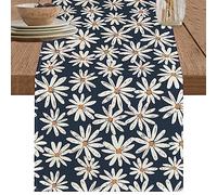 Daisy Flowers Table Runner Spring Summer Table Runner Summer Seasonal Kitchen Table Dining Table Decoration for Holiday Home Decor 11.81x70.87Inch Navy