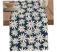 Daisy Flowers Table Runner Summer Seasonal Kitchen Table Dining Table Decoration for Holiday Home Decor 11.81x70.87Inch Navy Summer Table Runner Daisy Tablecloth Daisy Placemats Daisy Table Runner