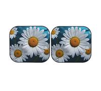 Daisy Flowers Windshield Sun Shade 2 PCS Foldable Car Front Window Sunshade for Sun, Heat and UV Rays Auto Sun Blocker Visor Protector with Storage Bag for Cars, SUVs Medium
