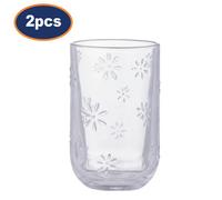 Daisy Glass Tumbler 450Ml Recycled Ravenhead Clear Embossed Floral Drinkware 2Pc