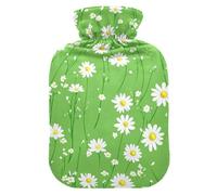 Daisy Grass Green hot Bottle Water Bag with Soft Cover, 2L hot Water Bags for Neck Shoulder Warmer