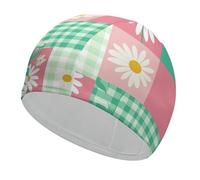 Daisy Grid Swim Cap for Women Men Swimming Hat Bath Waterproof Pool Caps for Long Thick Curly Hair