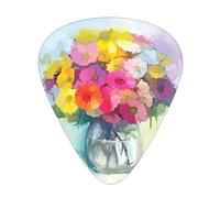 Daisy Guitar Picks 12 Pack Universal ABS Guitar Picks,Freshly Picked Summer Flowers in a Glass Vase with Water Oil Paint Art Print,for Acoustic and Electric Guitar