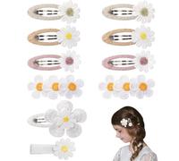 Daisy Hair Clips for Girls, 10 Pcs Cute Handmade Fabric Hair Clip Sweet Daisy Hairpins Gift for Little Princesses