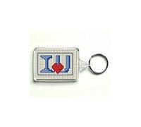 Daisy Hill Designs Counted cross stitch Keyring kit, 'I Love You' Keyring, Acrylic keyring included