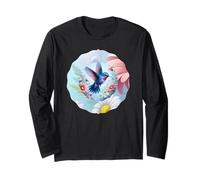 Daisy Hummingbird Flower Pink White Floral Humming Bird Blue Long Sleeve T-Shirt