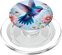 Daisy Hummingbird Flower Pink White Floral Humming Bird Blue PopSockets PopGrip for MagSafe