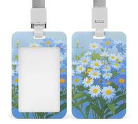 Daisy Id Badge Holder with Lanyard, Clear Vertical Card Protector Waterproof, Breakaway Safety Neck Strap, Heavy Duty Name Tag Holder for Nurse Teacher Officer Staff Women Men
