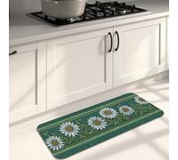 Daisy Kitchen Mats for Floor, Green Floral Vintage Soft Mats, Cushioned Comfort Washable Non Slip Decor Rugs for Kitchen Sinks Laundryroom Bathroom 16x47 Inch