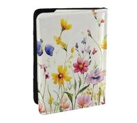 Daisy Lavender Flowers Printed Passport Holder,Travel Pu Leather Passport Cover Case Organiser for Men Women,6.5 Inch