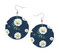 Daisy' Leather Round Earrings Daily Accessories Working At Work Women'S Fashion