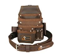 Daisy Leather Tool Bag Pro 505, Premium leather oil tanned 13 Pockets with Speed Square pocket multi-purpose tool organizer with Leather tool Belt