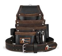 Daisy Leather Tool Bag Pro 505, Premium leather oil tanned 13 Pockets with Speed Square pocket multi-purpose tool organizer with Leather tool Belt
