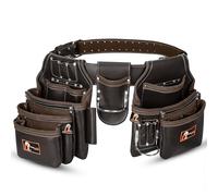 Daisy Leather Tool Belt Pro-202, 31 Pockets, Top Grain Leather, 2.5-inch Padded Belt, Fits 32-52 inch Waist, X-Large (Chocolate, X-Large)