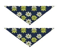 Daisy Lime Green and Navy Blue cute dog bandanas Snap Button Soft Dog Scarf Cute Pet Holiday Accessories Decor for Dogs Cats S