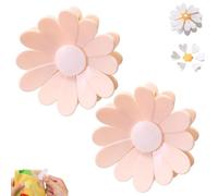 Daisy Magnetic Bag Clips,Reusable Daisy Magnets,Flower Magnets Chip Bag Clip for Bread and Snack Bags (Pink)