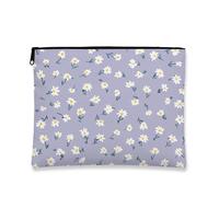 Daisy Makeup Bag, Violet Floral Vintage Cosmetic Travel Pouch for Women, Portable Small Canvas Zipper Organizer, Spring Festival Gift Toiletry Bag 7x9 Inch
