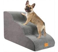Daisy & Max Dog Steps for Bed, 3 Step High Density Foam Dog Stairs with Washable Cover & Non-Slip Base, Waterproof Pet Steps Ladder for Sofa, Couch & Bed - Grey Dog Bed