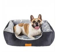 Daisy & Max Medium Dog Bed Washable (63×53cm) - Soft Plush Pet Bed with Raised Sides, Non-Slip Base & Rectangle - Comfortable Indoor Grey Dog Bed, Puppy Bed, for Small Medium Large Dogs