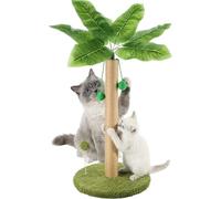 Daisy & Max Tall Cat Scratching Post Tree 60cm - Sisal Scratch Pole with Palm Leaves & Hanging Ball - Stable Indoor Cat Scratcher with Plush Base for Kitten & Adult Cats Toys - Non Slip