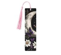 Daisy Moon Bookmark Butterfly Flower Wooden Bookmark with Tassel Book Mark for Women Men Reading Page Markers Gifts for Book Lovers