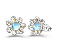 Daisy Moonstone Earrings Sterling Silver Stud Earrings Moonstone Jewelry for Women Hypoallergenic Earrings for Sensitive Ears