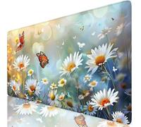 Daisy Mouse Mat Butterfly Mouse Pad Desk Mat Soft Smooth Surface and Anti-Slip Rubber Base for Stable Grip on Smooth Surfaces, Improved Precision and Speed, Mousepad for Office 1200 x 600 x 3mm K0-795