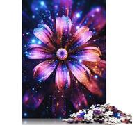 Daisy Neon Cosmic Flower Jigsaw Puzzles 500 Pieces for Adults Wooden Puzzles Brain Exercise Challenge Game Entertainment Gifts Teenagers Family Activity 500pcs (52x38cm)