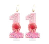 Daisy Number Candles - Pink Flower 11 Birthday Candle, Glitter Flower Candle for Girls 11th Birthday Party Decorations