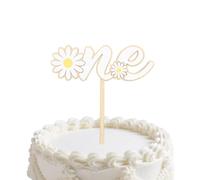 Daisy One Cake Topper, First Birthday Poplar Cake Topper One Year Decor for Cupcake Decoration Baby Shower First Anniversary Favors
