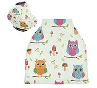 Daisy Owl Birds Stretchy Baby Car Seat Cover,Canopy Nursing Covers,Soft Breathable Windproof Scarf Changepad for Winter Infant Breastfeeding Boys