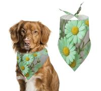 Daisy Pastel Green Dog Bandana, Soft Breathable Pet Scarf, Personalized Dog Bib Kerchief for Small Medium Large Dogs Cats, Exquisite Pet Neckerchief for Daily Wear, Travel, Party
