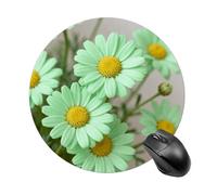 Daisy Pastel Green Round Rubber Mouse Pad 7.8 Inch Stable Non Slip Circular Computer Mat Portable Resistant Desk Mat for Office Laptop Desktop Professional Daily Working Scenes