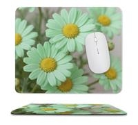Daisy Pastel Green Stitched Edge Mouse Pad
