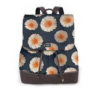 Daisy Pattern Print Leather Women's Backpack Travel Bag Ladies Versatile Small Backpack Business Leisure,One Size