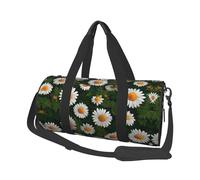 Daisy Pattern Print Round Duffel Bag, Canvas Overnight Travel Tote Bag, Waterproof and Tear-Resistant.Foldable Weekend Travel Bag